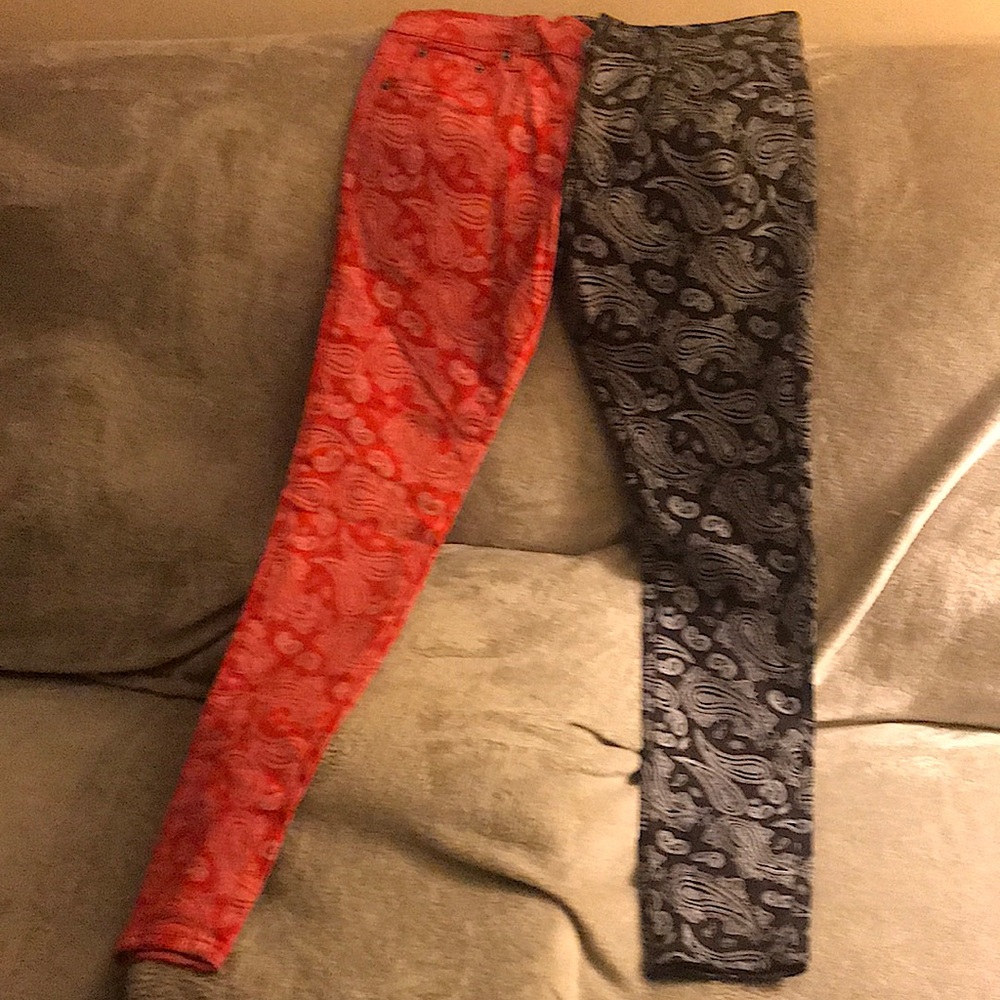 Skinny jeans “Valabasas” two tone. Red and black.
